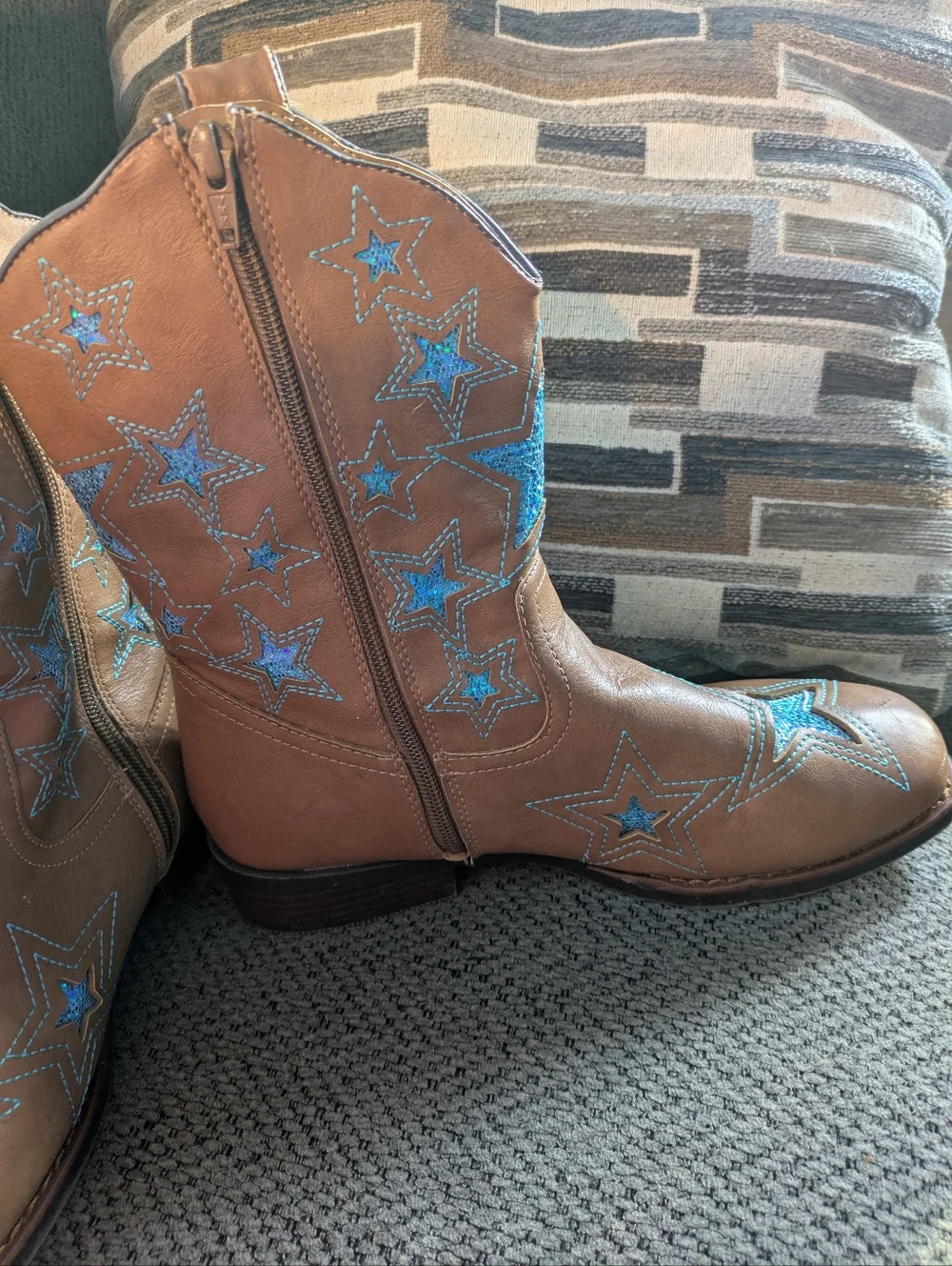 ⭐ Stellar Wonder Nation Blue Glitter Star Cowboy‎ Western Sequin Boots